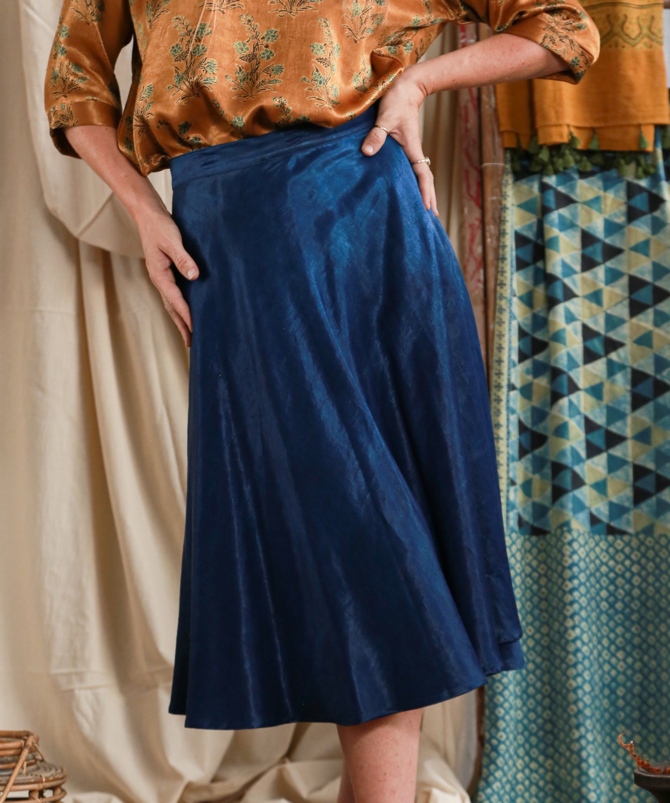 Ajrakh Bias Wrap Skirt