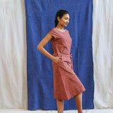 Ajrakh Cap Sleeve Cotton Midi Dress