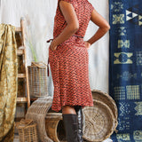 Ajrakh Cap Sleeve Midi Dress