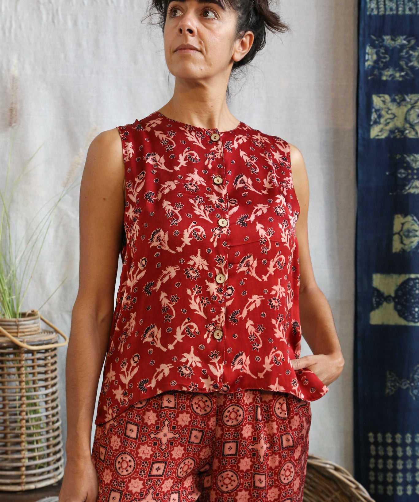 Ajrakh Vest Top