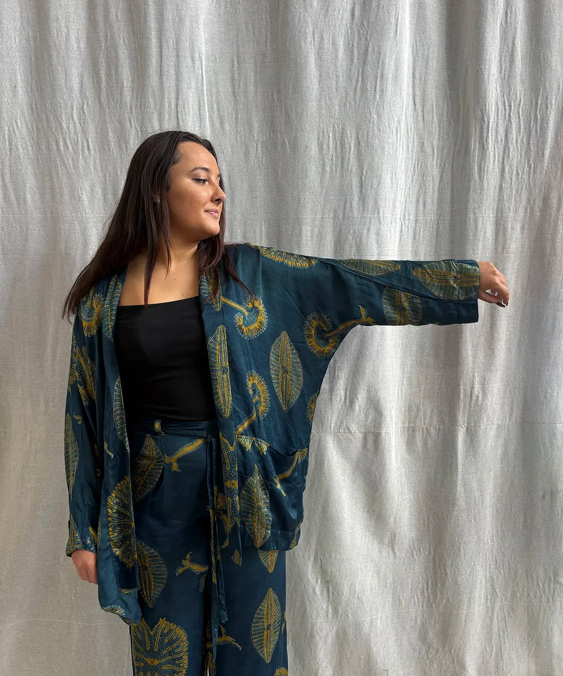 Ajrakh Silk Kimono