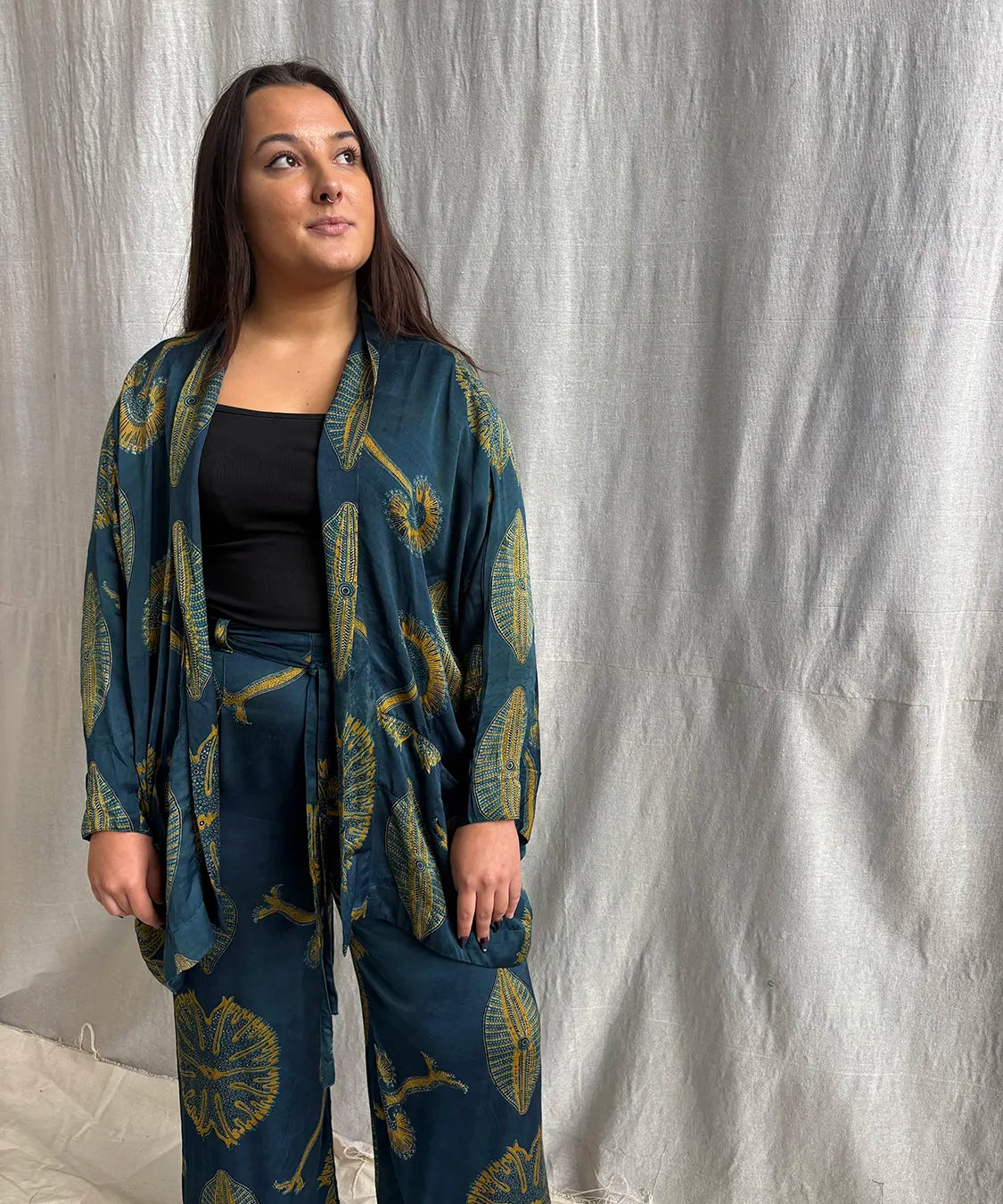 Ajrakh Silk Kimono