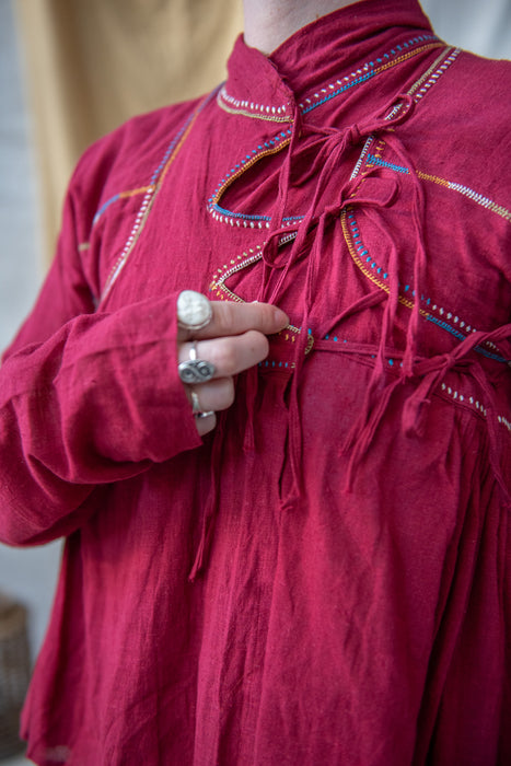 Kediya Rabari plum hand embroidered jacket