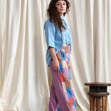 Patchwork Button Pants