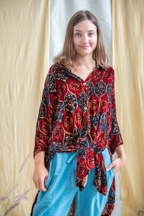 Silk Velvet Oversized Shirt