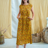 Ajrakh Cap Sleeve Long Dress