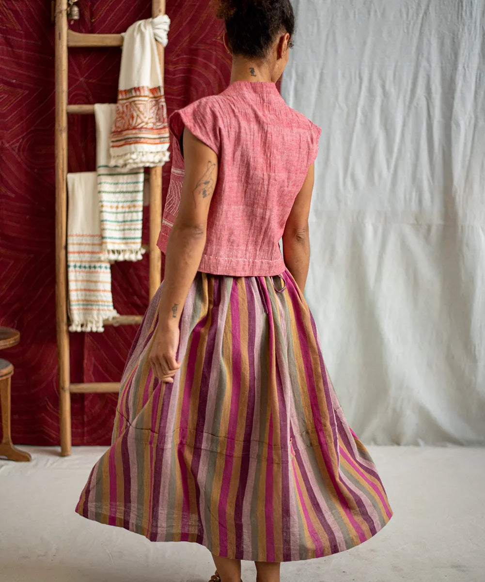Kala Cotton Stripe Drawstring Skirt