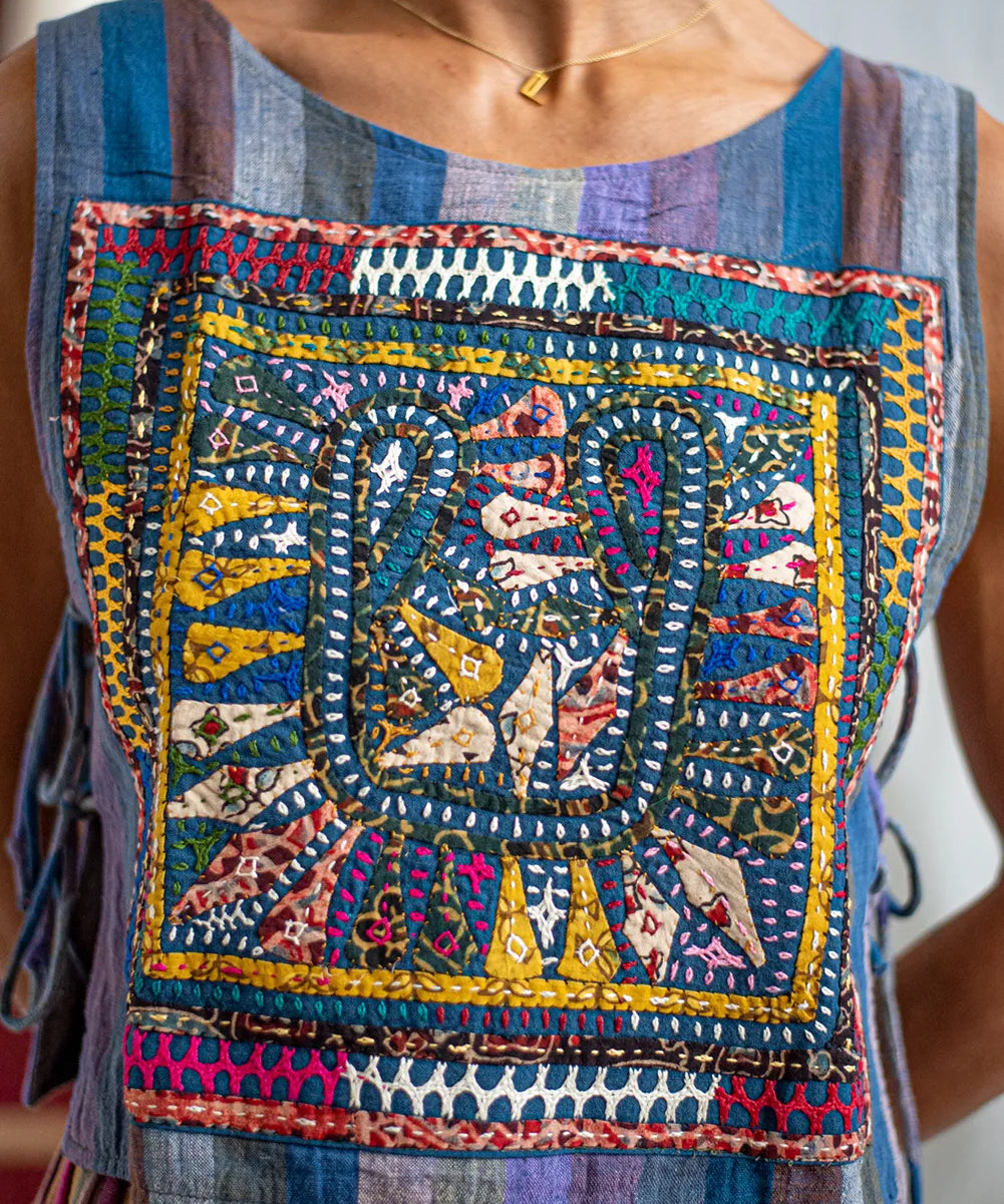 Appliqué Patch Tank Tie Top