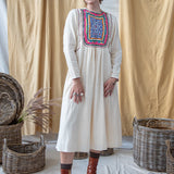 Round Neck Yoke Cotton Dress