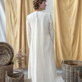 Round Neck Yoke Cotton Dress