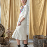 V Neck Yoke Cotton Dress