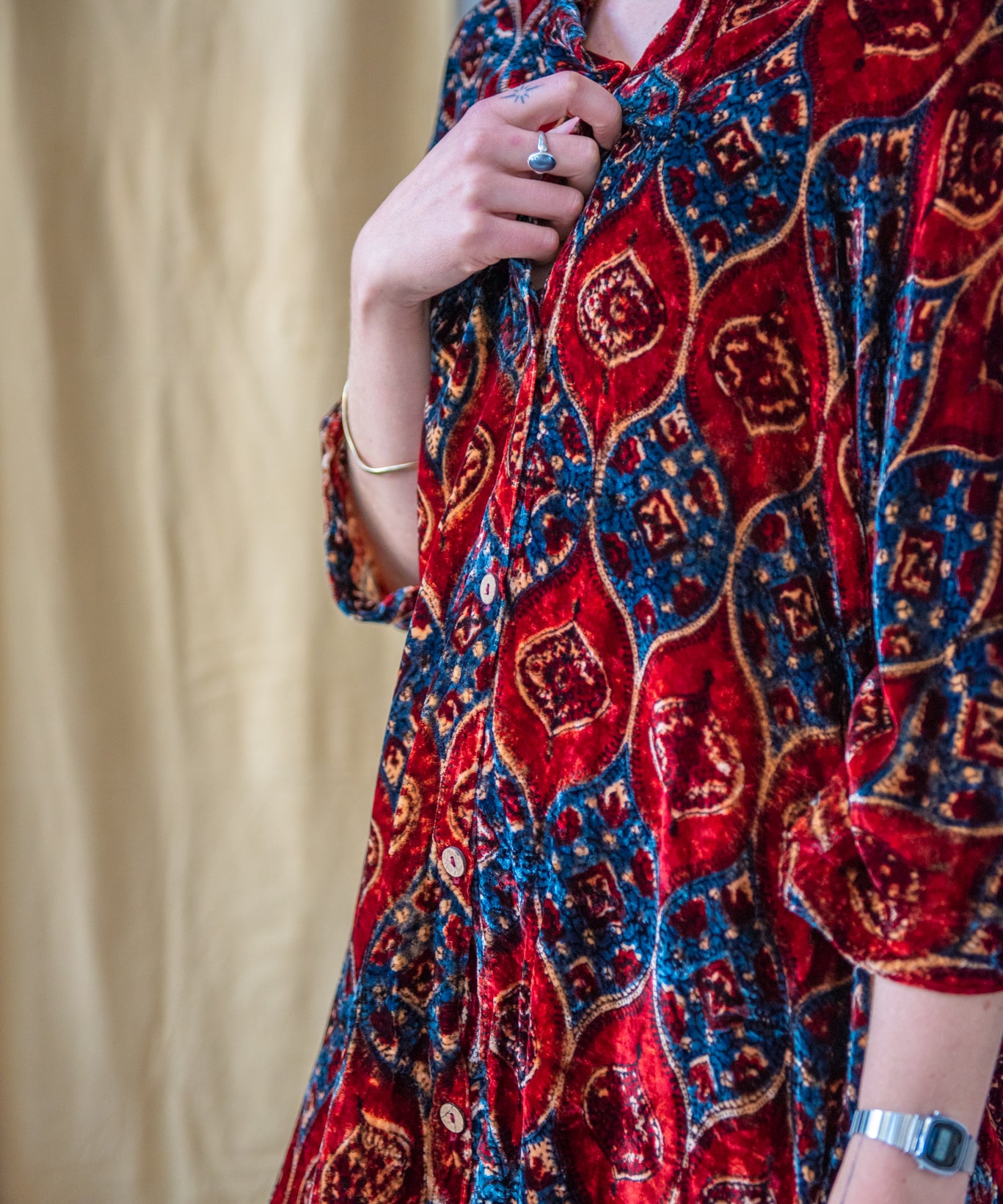 Ajrakh Velvet Oversized Shirt