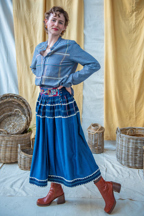 Indigo Dyed Cotton and Silk Mashru Lambadi Skirt