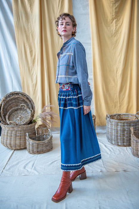 Indigo Dyed Cotton and Silk Mashru Lambadi Skirt