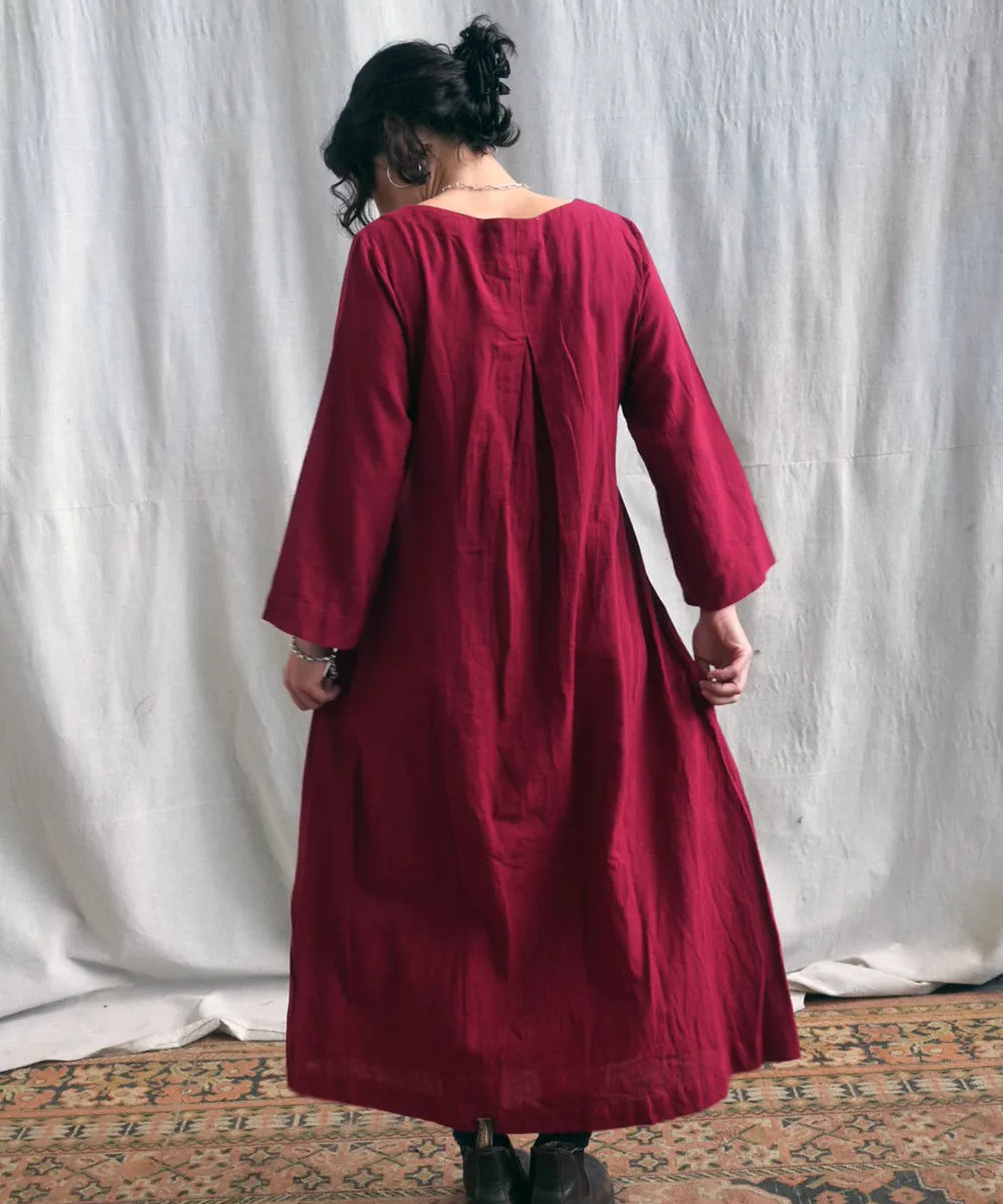 Hand Embroidered Plum Dress