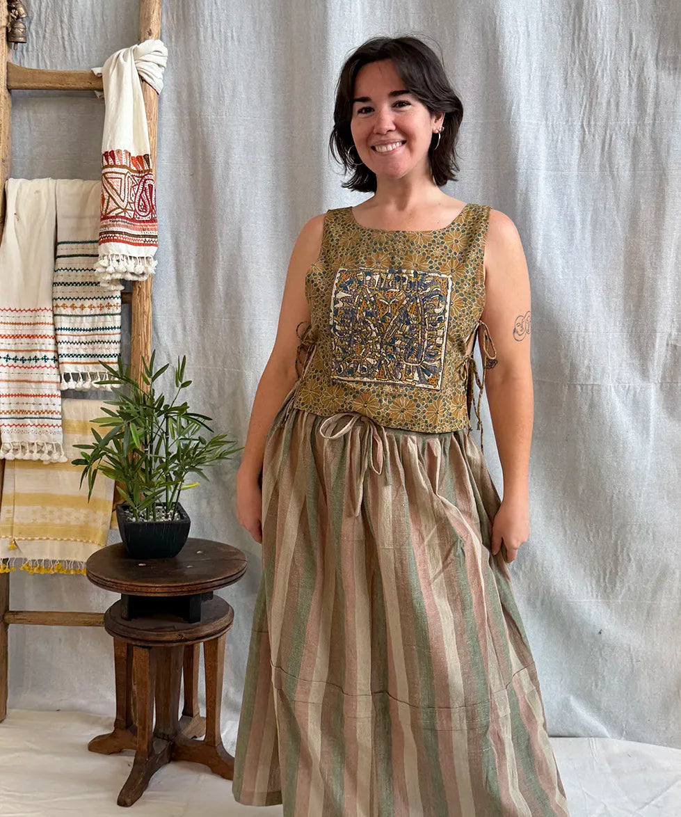 Kala Cotton Stripe Drawstring Skirt