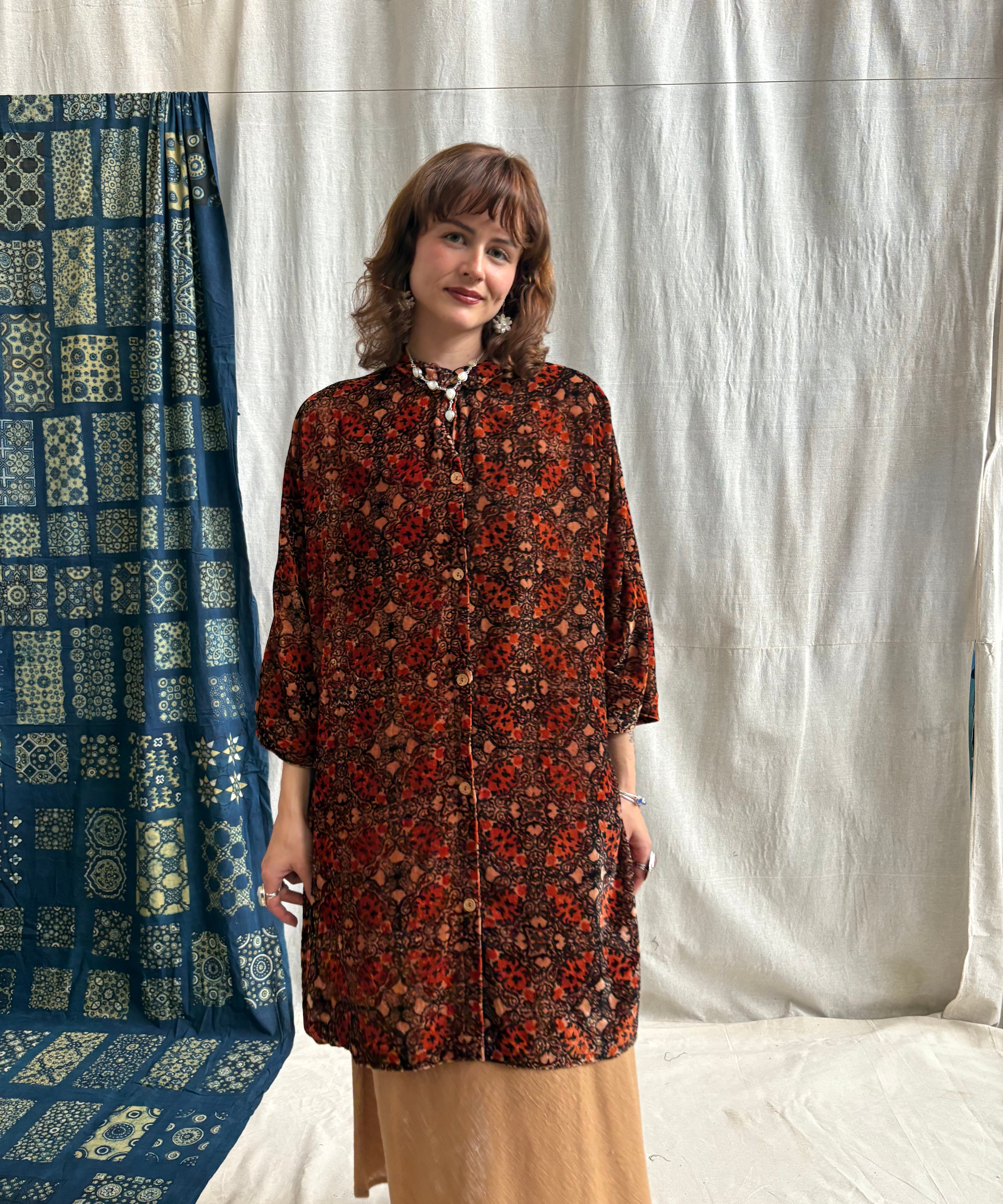 Ajrakh Velvet Oversized Shirt