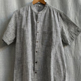 Men Banned Collar Short Shirt