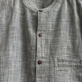 Men Banned Collar Short Shirt