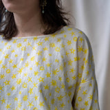 Half Sleeve Top - Yellow Star Print