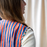 Contrast Pocket Tunic - Blue and Orange Stripe Print