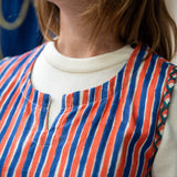 Contrast Pocket Tunic - Blue and Orange Stripe Print