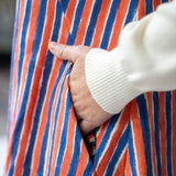 Contrast Pocket Tunic - Blue and Orange Stripe Print