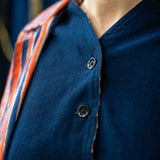 Reversible Waist Coat – Dark Indigo/Blue & Orange Waffle