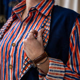 Reversible Waist Coat – Dark Indigo/Blue & Orange Waffle