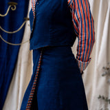 Reversible Wrap Skirt – Dark Indigo/Blue & Orange Waffle