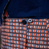 Reversible Wrap Skirt – Dark Indigo/Blue & Orange Waffle