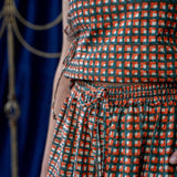 Print Nepalese Skirt – Teal & Orange Waffle
