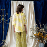 Half Sleeve Top - Yellow Star Print