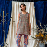 Contrast Pocket Tunic - Teal and Orange Waffle Print