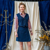 Reversible Wrap Skirt – Dark Indigo/Blue & Orange Waffle