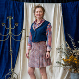 Reversible Wrap Skirt – Dark Indigo/Blue & Orange Waffle