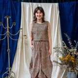 Tank Tie Print Top – Orange and Teal Waffle