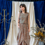 Print Nepalese Skirt – Teal & Orange Waffle