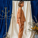 Half Sleeve Shirt - Rust Mixed Weave Khadi