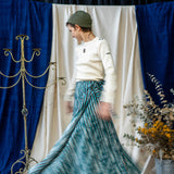 Print Maxi Wrap Skirt – Teal & Black Stripe