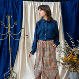 Print Nepalese Skirt – Teal & Orange Waffle