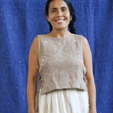 Checked Side Tie Top