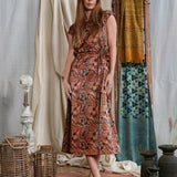 Ajrakh Cap Sleeve Long Dress