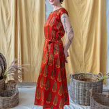 Ajrakh Cap Sleeve Long Dress