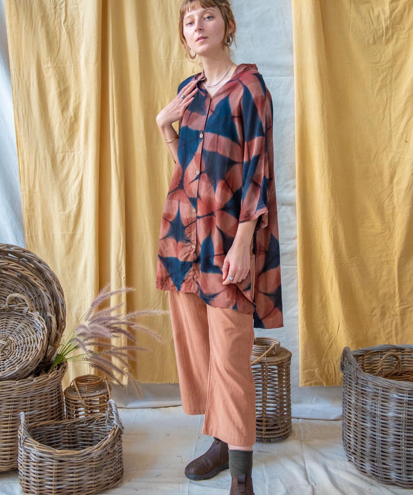 Clamp Dyed Oversized Shirt