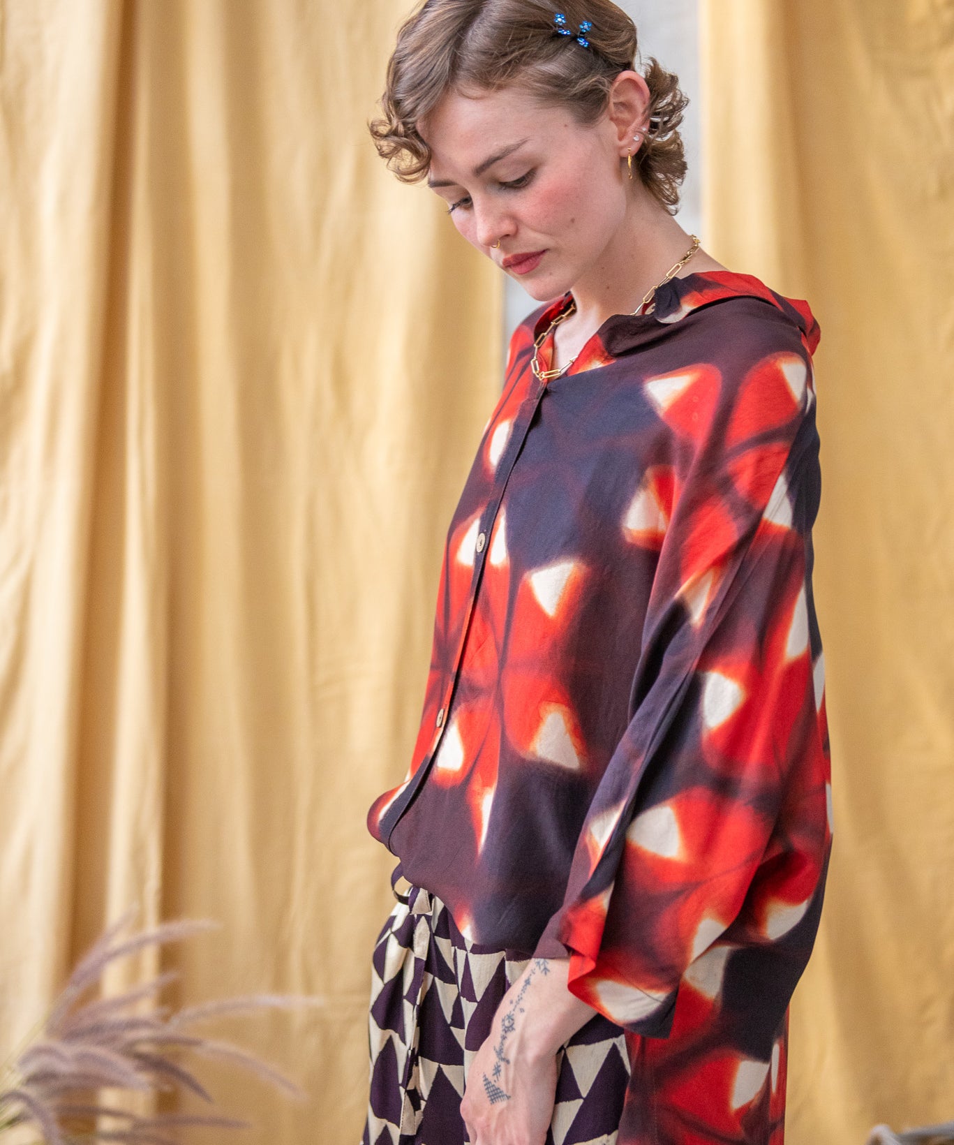 Clamp Dyed Oversized Shirt