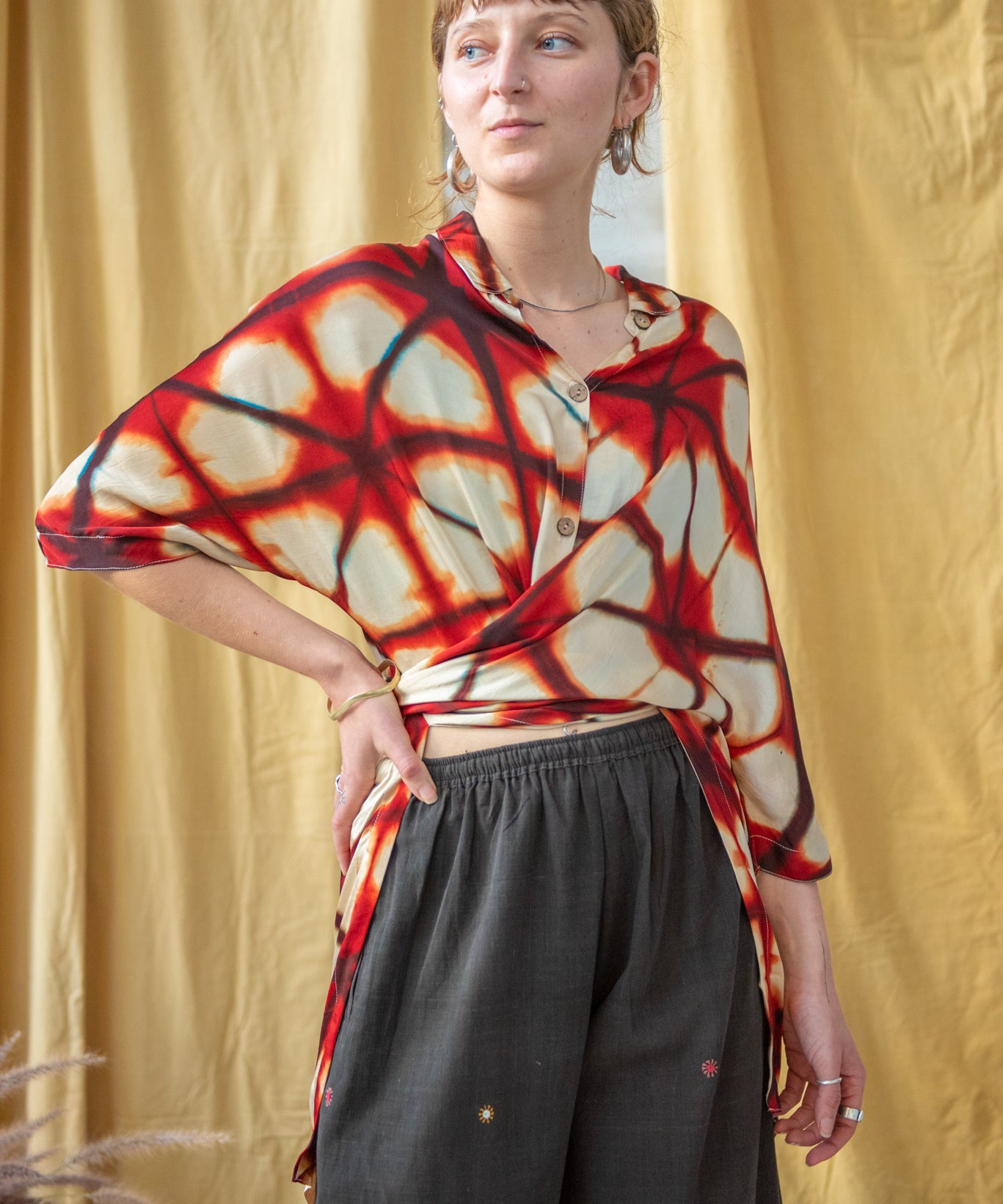 Clamp Dyed Oversized Shirt