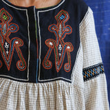 Embroidered Pleated Yoke Top