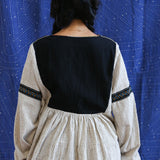 Embroidered Pleated Yoke Top