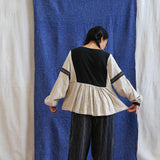 Embroidered Pleated Yoke Top